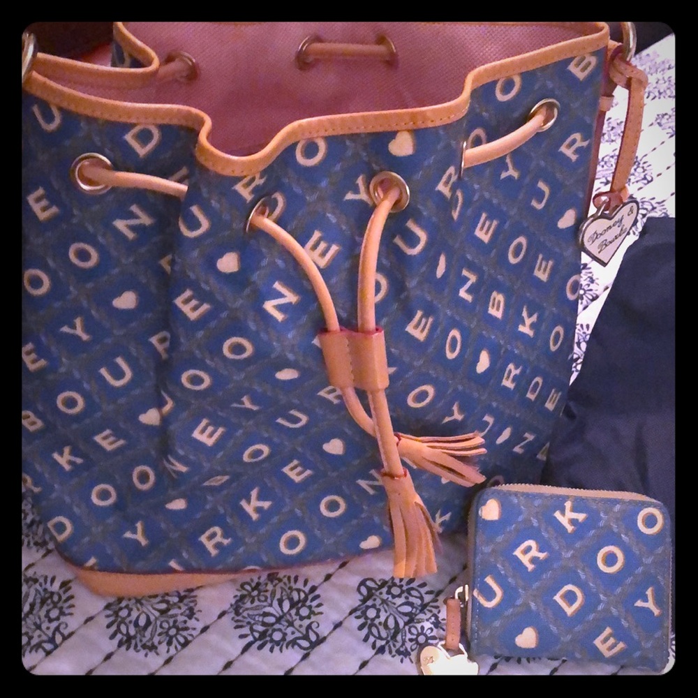 Dooney and Bourke plaid drawstring purse & wallet